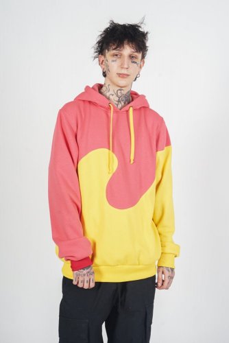 Colorblock spiral hoodie - Velikost: S, barvy spiral: žluto-krémová